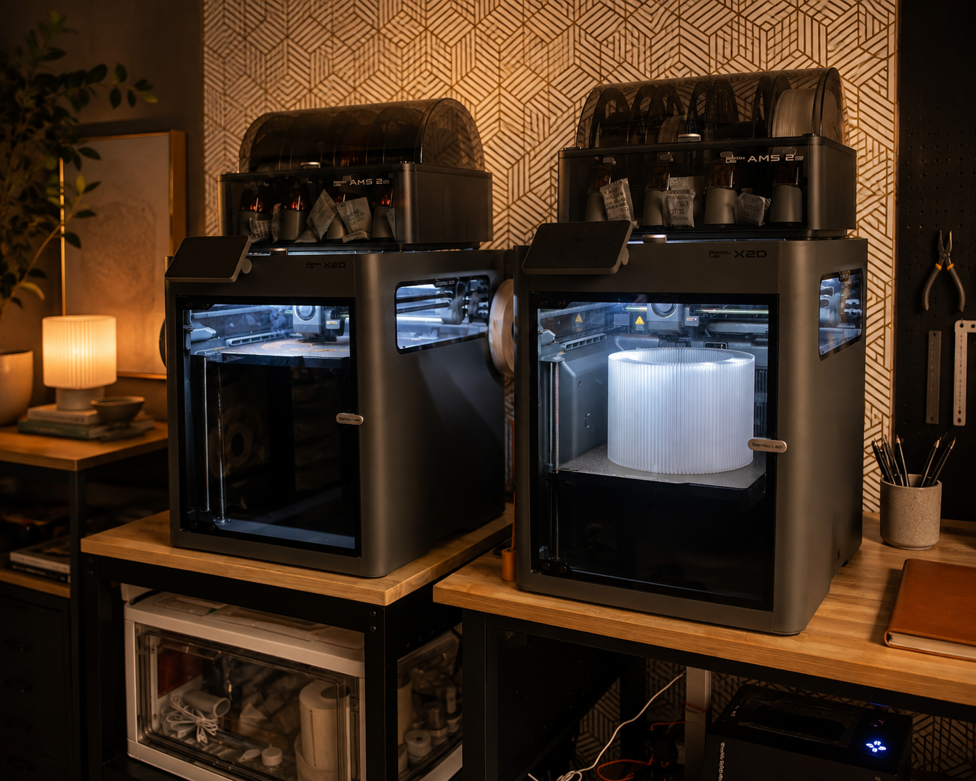 Layvra object taking shape layer by layer during the 3D printing process.